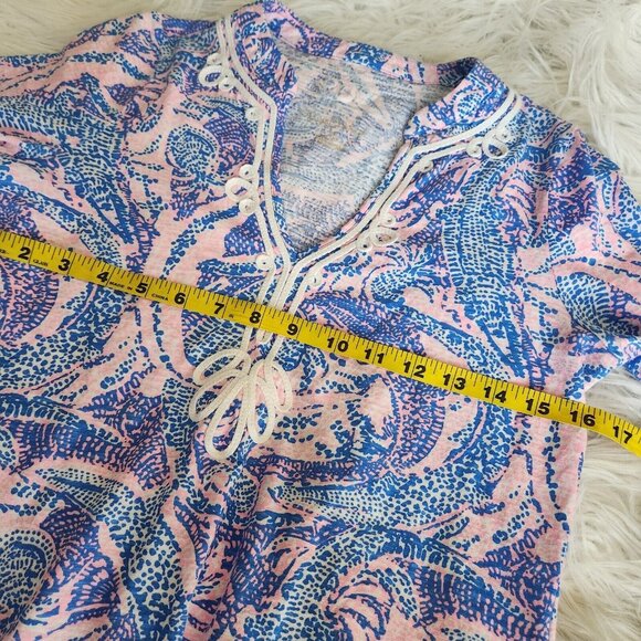Lilly Pulitzer Kaia Knit Tunic Top Size XS Boca Blue Sea What I Sea - Picture 4 of 15